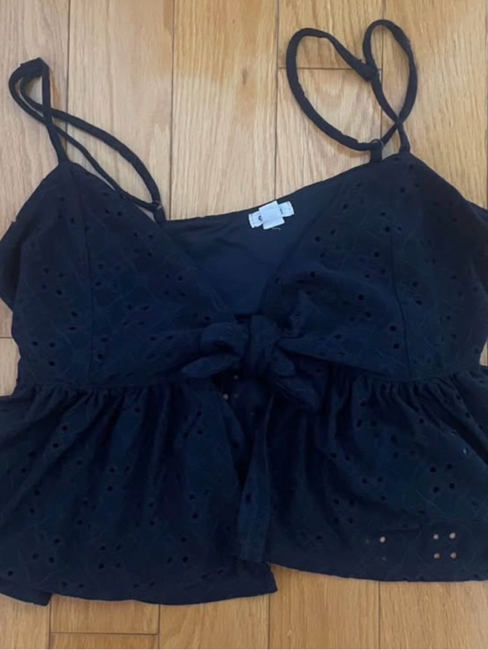 Garage Navy Blue Eyelet Tie-Front Camisole
